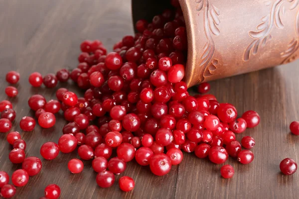 Arándanos rojos con taza de arcilla — Foto de Stock