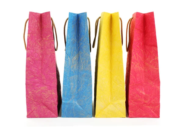 Colorful shopping paper bags isolated on white — Stock Photo, Image