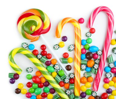 renkli şekerleri üzerine beyaz izole