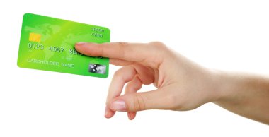 El ele tutuşma kartı, beyazla izole edilmiş.