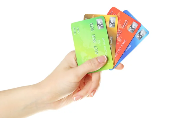 Hand holding credit cards — Stock Photo, Image