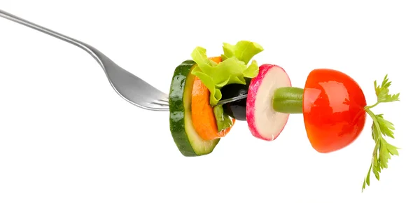 Different vegetables on fork — Stock Photo, Image