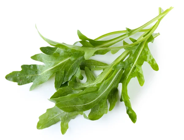 Grüne Rucola Blätter isoliert auf weiß — Stockfoto