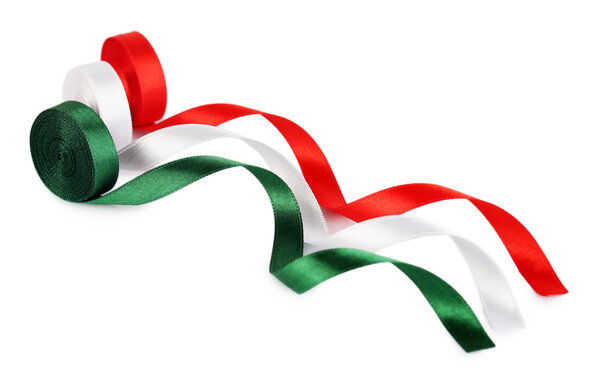 bright silk ribbons isolated on white