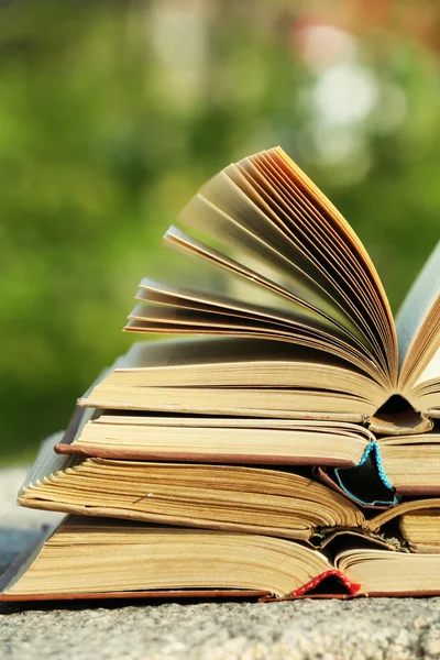 Stack of books outdoors — Stock Photo, Image