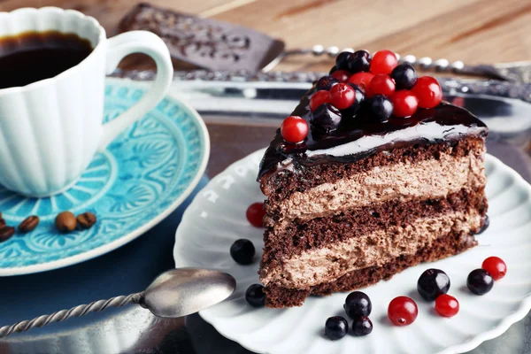 Delicioso bolo de chocolate — Fotografia de Stock