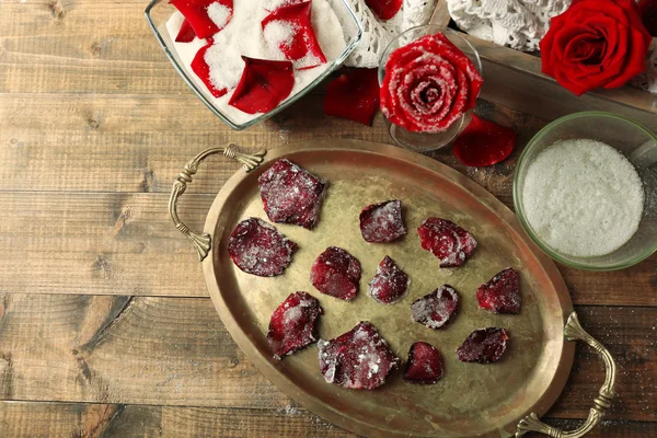 Candied rose flower petals — Stock Photo, Image