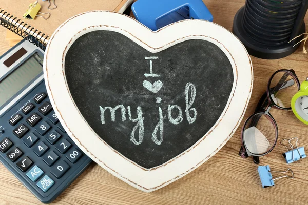 Napis na tablicy kocham moją pracę na miejscu pracy — Zdjęcie stockowe