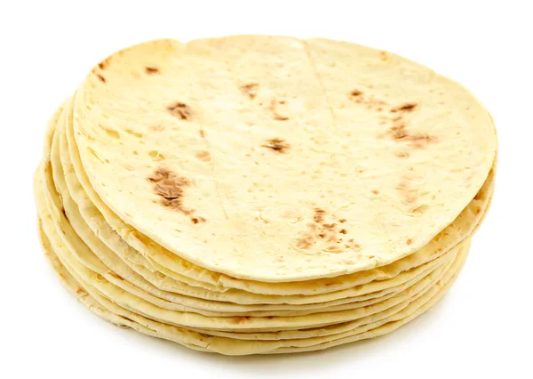 밀가루 tortillas 흰색 절연 — 스톡 사진