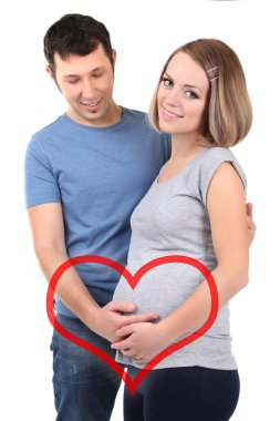 Çizim kalp ile mutlu aile