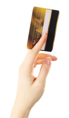 El ele tutuşma kartı, beyazla izole edilmiş.