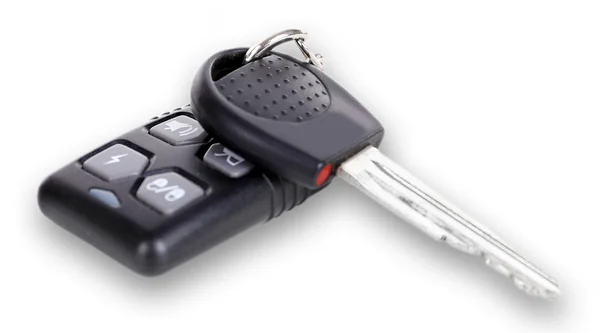 Car key with remote control isolated on white — Stock Photo, Image