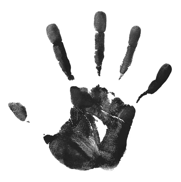 Чёрный отпечаток человеческой ладони — стоковое фото