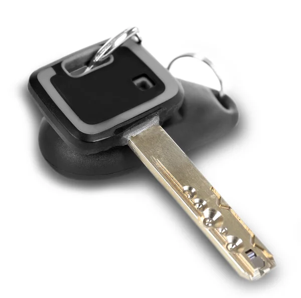 Car key with remote control isolated on white — Stock Photo, Image