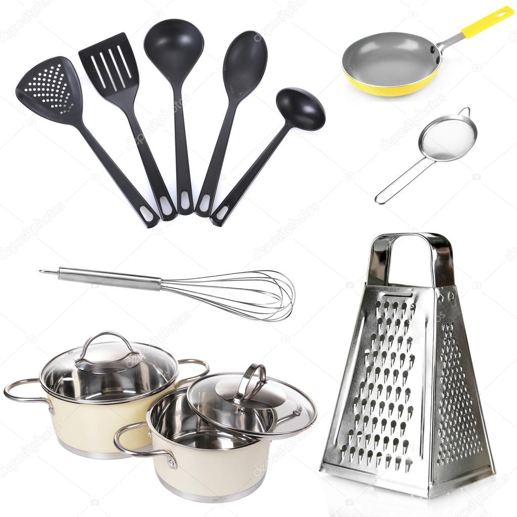 Kitchen utensils isolated on white