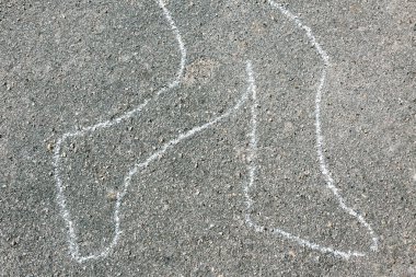 Chalk outline of body dead on pavement clipart