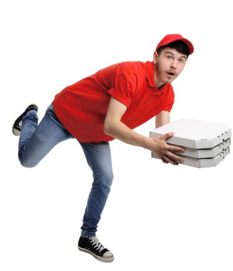servis elemanı üzerinde beyaz izole karton pizza kutusu
