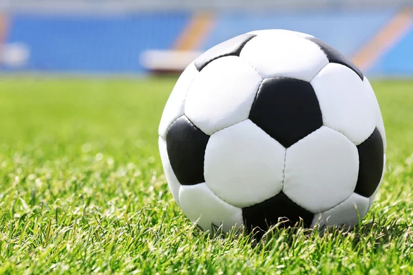 Pallone da calcio su campo verde — Foto Stock