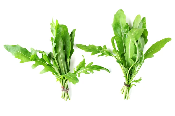 Bunch of fresh arugula leaves isolated on white — Stock Photo, Image