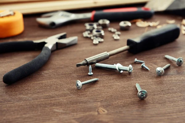 Workplace with construction tools close up — Stock Photo, Image