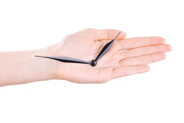 Hand holding clock arrows — Stock Photo, Image