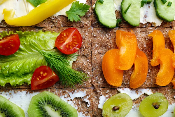 Tasty vegetarian sandwiches, close up — Stock Photo, Image