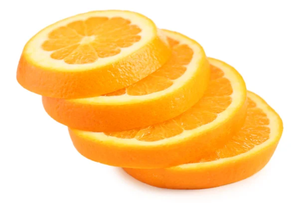 Saftige Orangenscheiben isoliert auf weiß — Stockfoto