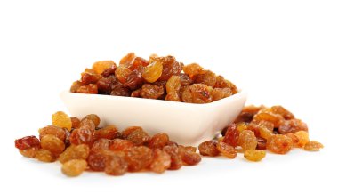 Uçan daire beyaz izole içinde Kuru üzüm