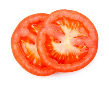 dilimlenmiş domates üzerinde beyaz izole