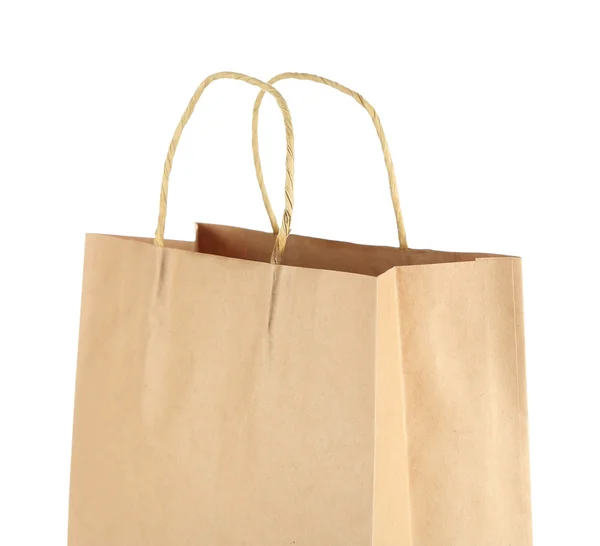 Bolsa de papel de compras aislada en blanco — Foto de Stock