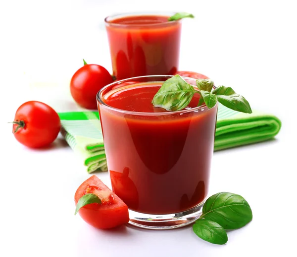 Glazen verse tomatensap — Stockfoto