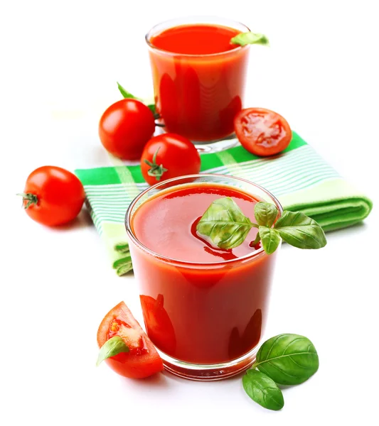 Vasos de jugo de tomate fresco —  Fotos de Stock