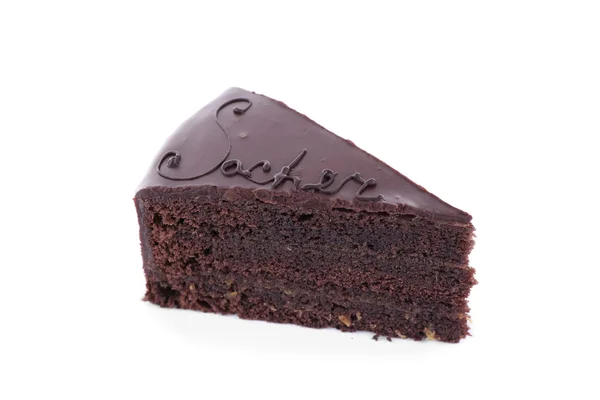 Beyaz üzerine izole edilmiş bir parça çikolatalı kek. — Stok fotoğraf