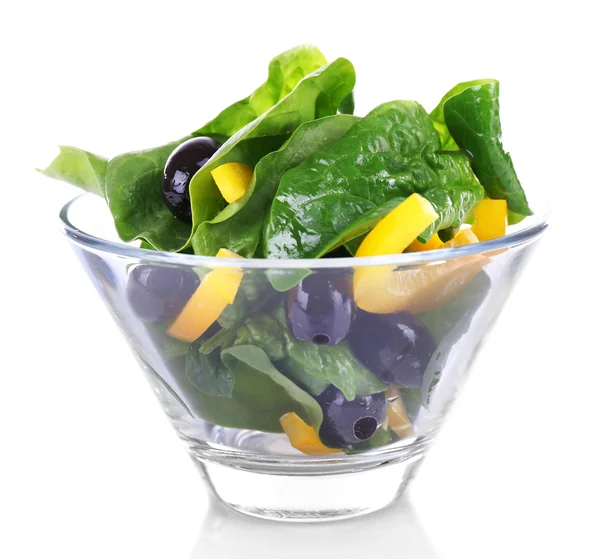 Zeleninový salát v průhledné misce izolovaných na bílém — Stock fotografie