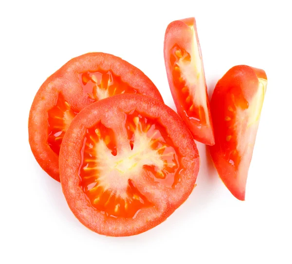 Tomatenscheiben isoliert auf weiß — Stockfoto