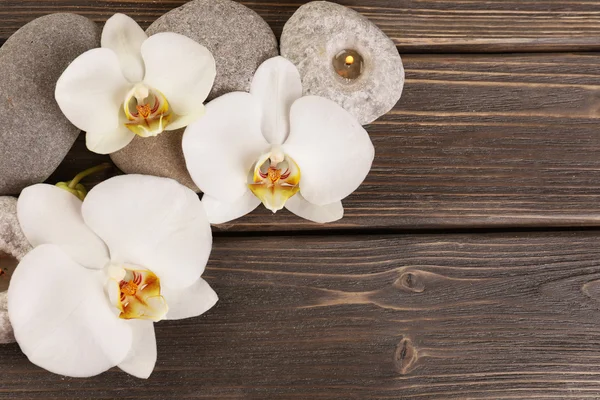 Spa stones and orchid flower Royalty Free Stock Images