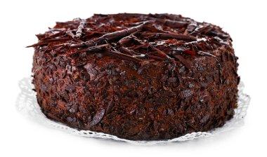 beyaz izole lezzetli çikolatalı kek