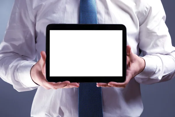 Man holding tablet close-up — Stock Photo, Image