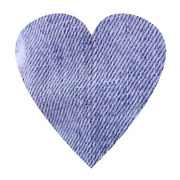 Καρδιά από μπλε τζιν, απομονωμένα σε λευκό — Φωτογραφία Αρχείου