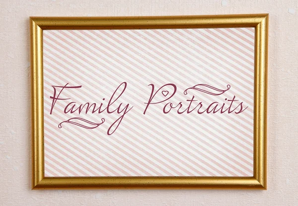 Photo frame with text on wall background — Stock Photo, Image