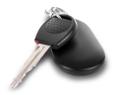 Uzaktan kumanda üzerinde beyaz izole ile araba anahtar