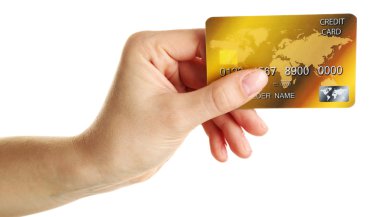 El ele tutuşma kartı, beyazla izole edilmiş.