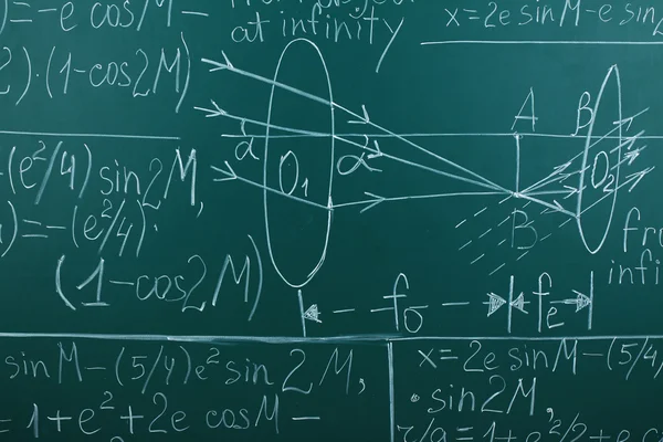 Fórmulas matemáticas sobre fondo de pizarra — Foto de Stock