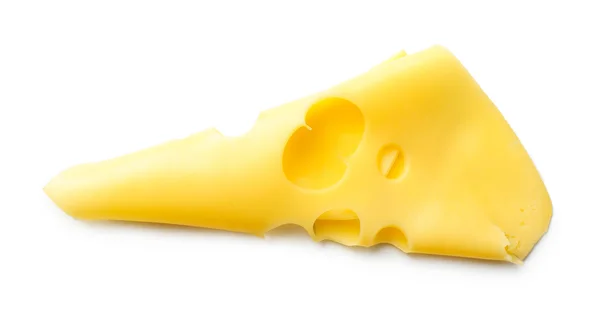 Fetta di formaggio isolata su bianco — Foto Stock