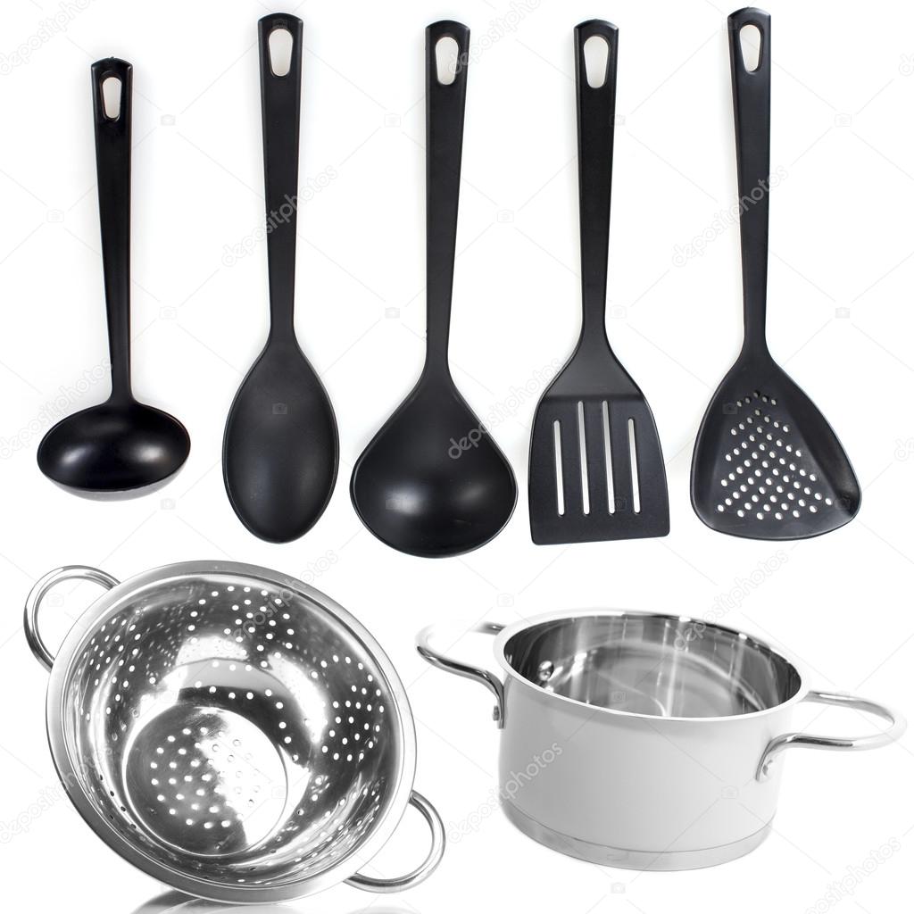 Kitchen utensils isolated on white