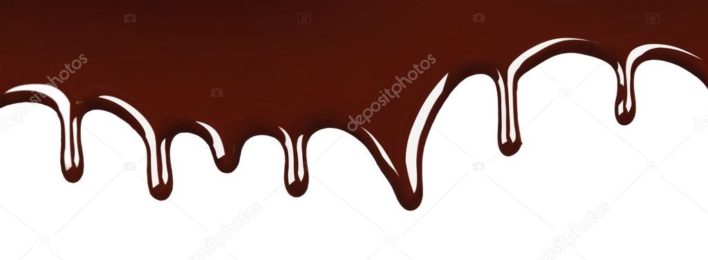 Dripping melted chocolate, isolated on white