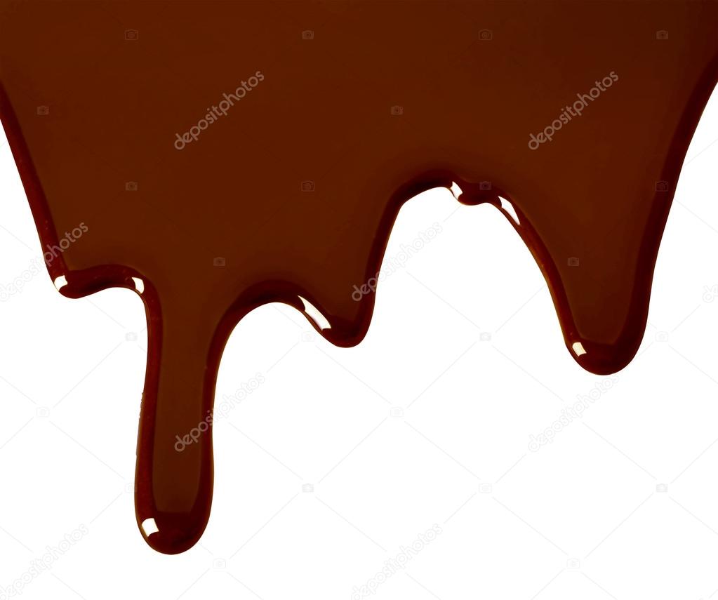 Dripping melted chocolate, isolated on white