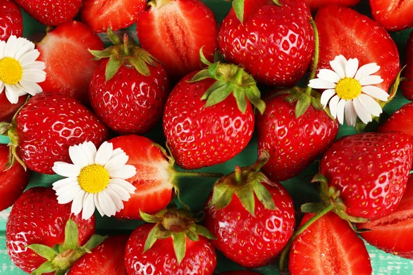 Strawberry with chamomile, closeup — Stock Photo, Image