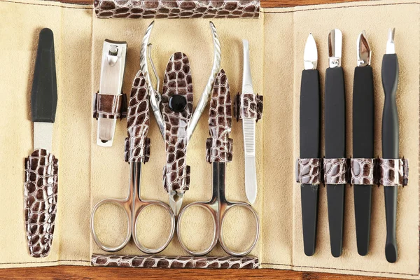 Manicure set in open case — Stock Photo, Image