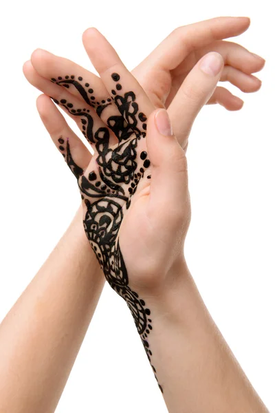Henna on female hand — Stock Photo, Image